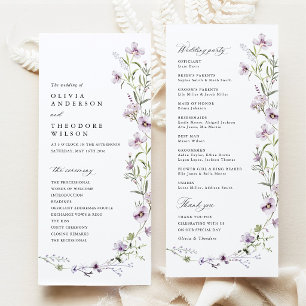 Lavender Wildflower Wedding Ceremony Program