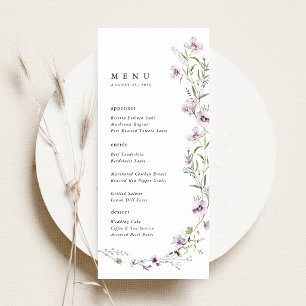 Lavender Wildflower Wedding Reception Dinner Menu