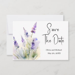 Lavender wildflower Wedding Save the Date card