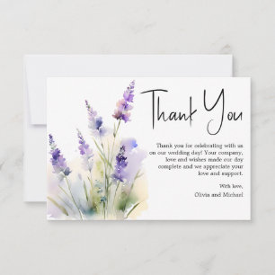 Lavender wildflower Wedding Thank you Card