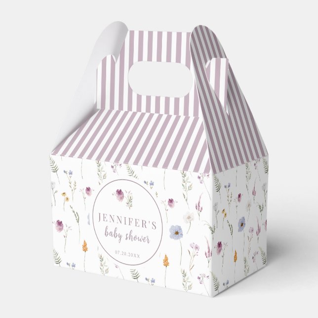 Lavender wildflowers baby shower candy favour boxe favor box (Front Side)