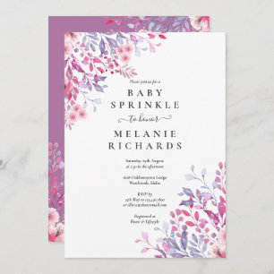 Lavender Wildflowers Floral Baby Sprinkle / Shower Invitation