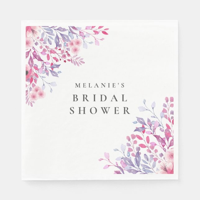 Lavender Wildflowers Floral Bridal Shower Napkin (Front)