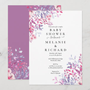 Lavender Wildflowers Floral Couples Baby Shower Invitation