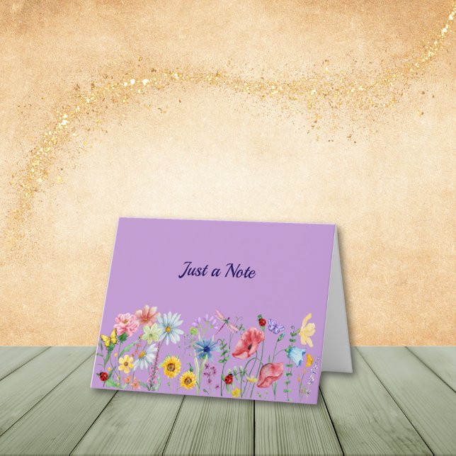 Lavender Wildflowers in the Field Note Cards (Personalize to add name or initials. Customize to change text, color, or style.)