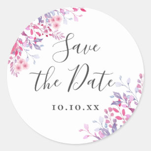 Lavender Wildflowers Save the Date Classic Round Sticker