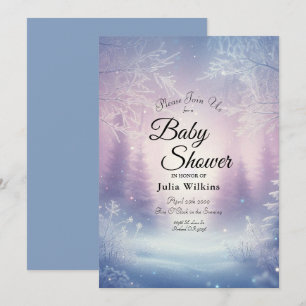 Lavender Winter Snowfall Serenade Baby Shower Invitation