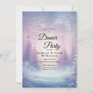  Lavender Winter Snowfall Serenade Restaurant  Invitation