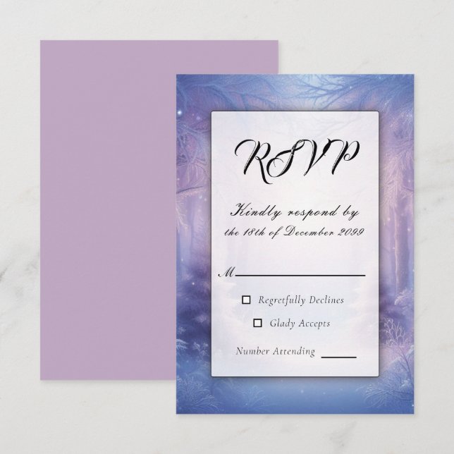 Lavender Winter Snowfall Serenade RSVP Card (Front/Back)
