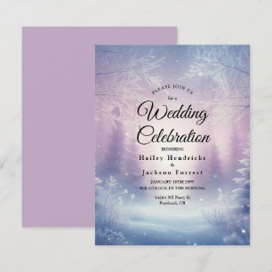 Lavender Winter Snowfall Serenade Wedding Invitation