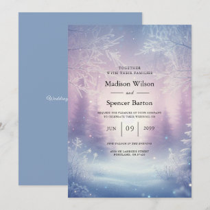 Lavender Winter Snowfall Serenade Wedding Invitation