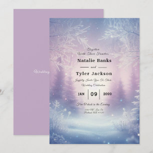Lavender Winter Snowfall Serenade Wedding Invitation