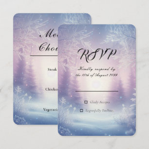 Lavender Winter Snowfall Serenade Wedding RSVP Card