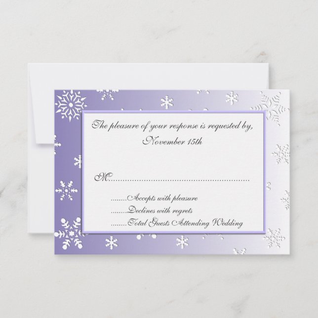 Lavender Winter Snowflakes Mariage Cartes de répon (Devant)