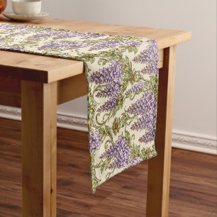 Lavender Wisteria Art Nouveau Botanical Illustrati Short Table Runner