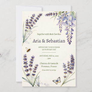 Lavender Wisteria Butterfly Provence Wedding Invit Invitation