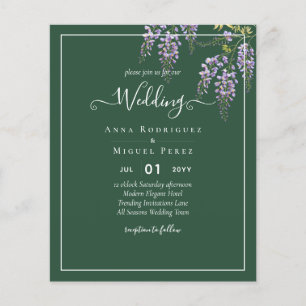 Lavender WISTERIA Emerald Green All-in-1 Wedding Flyer