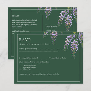Lavender WISTERIA Emerald Green All-in-1 Wedding Postcard