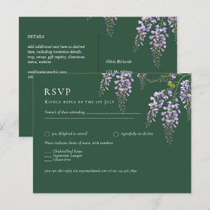 Lavender WISTERIA Emerald Green All-in-1 Wedding Postcard