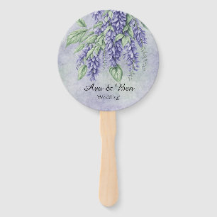 Lavender Wisteria Flowers Marble Wedding Hand Fan