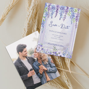 Lavender Wisteria Garden Romantic Photo Wedding Announcement
