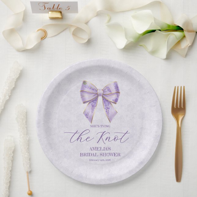 Lavender Wisteria Ribbon – Japanese-Inspired Paper Plate (Wedding)