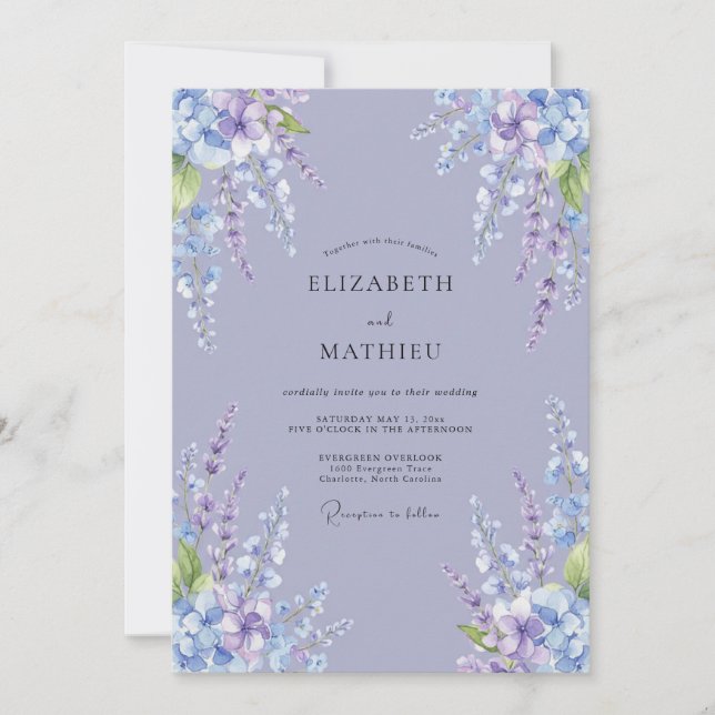 Lavender Wisteria Romantic Wedding Invitation (Front)