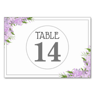 Lavender Wisteria Wedding Table Number Card