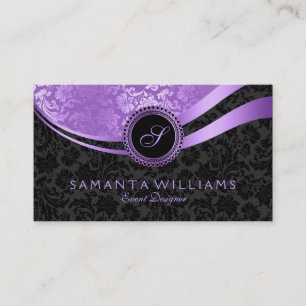 Lavender With Black Geometric Design Business Card