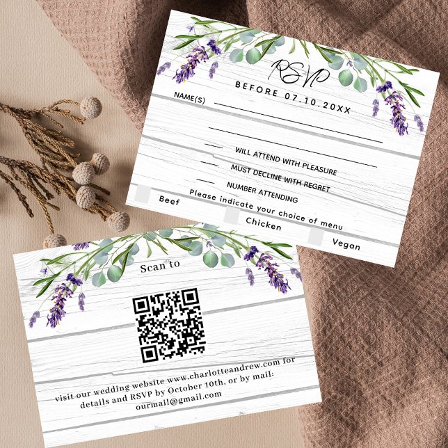 Lavender wood mariage menu QR code réponse RSVP (Créateur téléchargé)