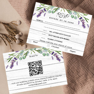 Lavender wood menu QR code wedding RSVP response