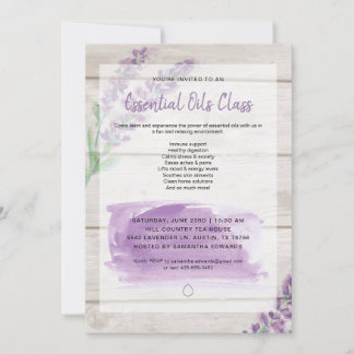 Lavender & Wood Watercolor Essential Oils Class Invitation