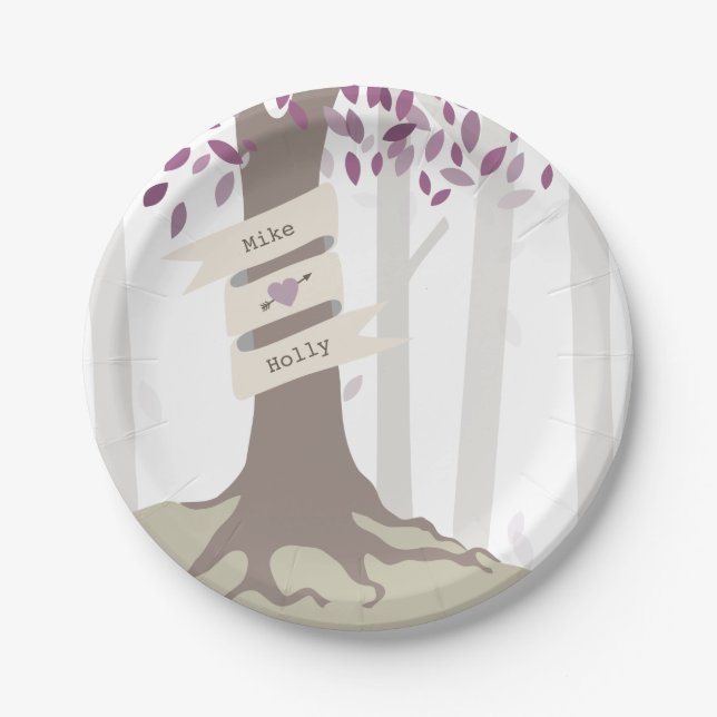 Lavender Woodland Wedding Paper Plate (Front)