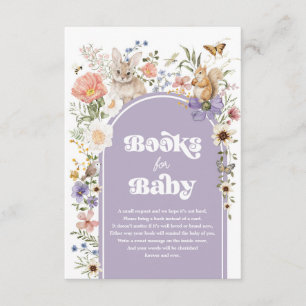 Lavender Woodland Wildflower Books for Baby Girl Enclosure Card