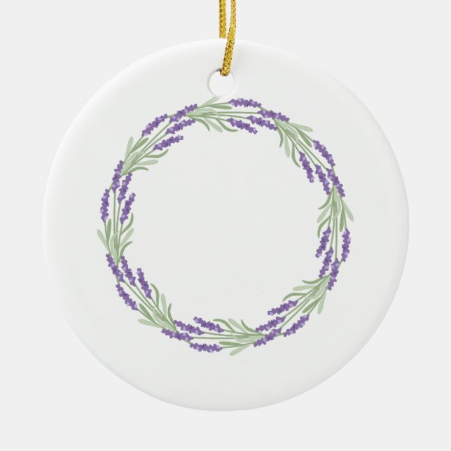 Lavender Wreath Ceramic Ornament (Front)