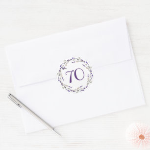 Lavender Wreath for 70th Anniversary Classic Round Sticker