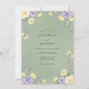 Lavender Yellow Blossom Romance Wedding Invitation