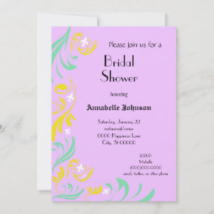 Lavender Yellow Fleur de Lis Vine Bridal Shower Invitation