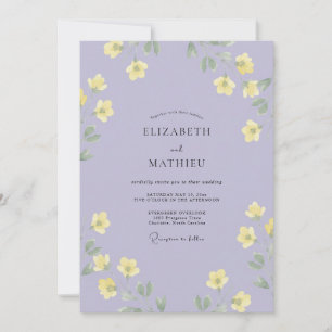 Lavender Yellow Floral Flourish Wedding Invitation