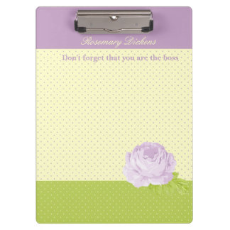 Lavender Yellow Green Polkadots and Rose Clipboard