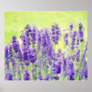 Lavender Yellow Painterly Watercolor Floral Poster