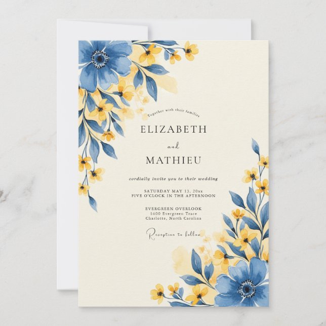 Lavender Yellow Refreshing Meadow Wedding Invitation (Front)