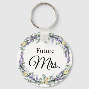 Lavender Yellow Rose and Eucalyptus Keychain