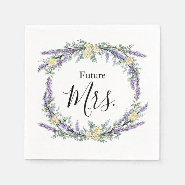 Lavender Yellow Rose and Eucalyptus Napkin (Front)