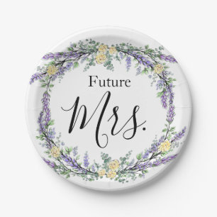 Lavender Yellow Rose and Eucalyptus Paper Plate