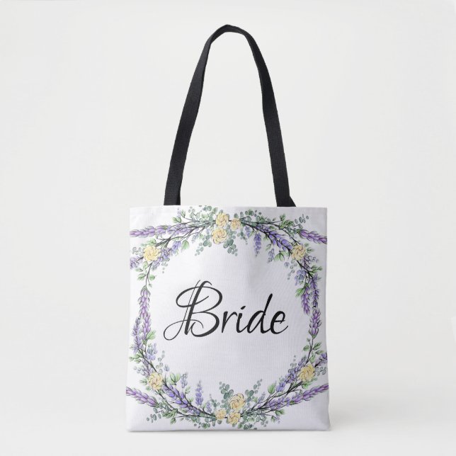 Lavender Yellow Rose and Eucalyptus Tote Bag (Front)