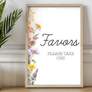 Lavender Yellow Spring Wildflowers Favors Sign