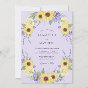 Lavender Yellow Sunflower Flourish Wedding Invitation
