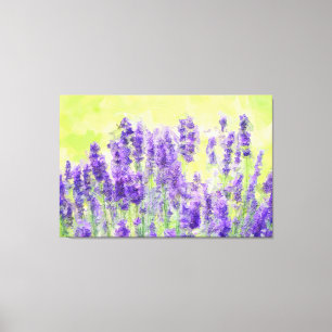 Lavender Yellow Watercolor Floral Art Canvas Print