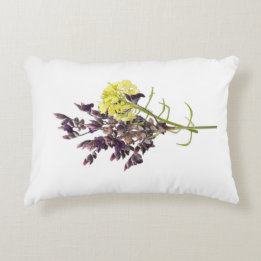 Lavender & Yellow Wildflower Botanical Design Accent Pillow